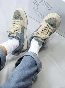 女性時尚熱門校園休閒鞋,情侶款式,防滑,柔軟且耐用鞋底,適合戶外舒適輕量化訓練和運動滑板鞋 - 米色 - 查看 9