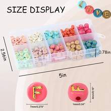 1盒彩色有字母的亞克力珠寶串珠套裝,適用於製作珠寶首飾,為兒童男孩女孩diy手工串珠手鍊、項鍊、耳環等珠寶飾品 - 彩色 - 查看 4