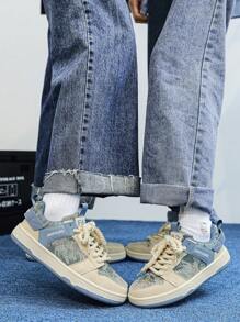 女性時尚熱門校園休閒鞋,情侶款式,防滑,柔軟且耐用鞋底,適合戶外舒適輕量化訓練和運動滑板鞋 - 米色 - 查看 4