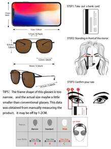 1pc Women's Mirrored Aviator Frame Bohemian Style Fashion Outdoor Protective Travel Daily Accessory - màu nâu - Xem 6