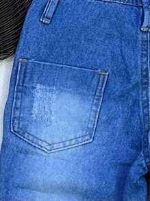 Tween Girls Denim Overalls & Jumpsuits - 中等水洗藍 - 查看 3