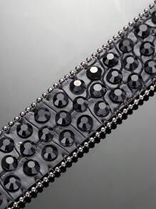 1 件装黑色多巴胺重工业西式男士腰带镶水钻 适合男朋友礼物街头万圣节 - 黑色 - 查看 7