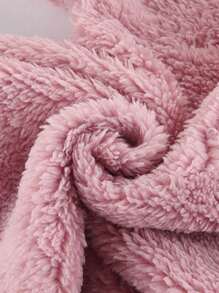 1pc Baby Girls' Casual Cute Furry Warm Hooded Coat, Pink, Fall/winter - Pink - View 3