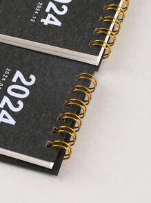 1入組數字圖形迷你台歷，黑色紙質便攜式家用桌面日曆