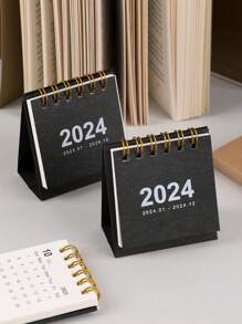 1入組數字圖形迷你台歷，黑色紙質便攜式家用桌面日曆