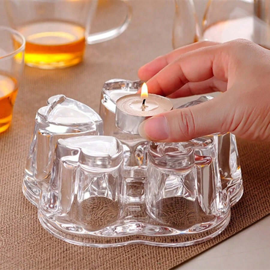 1 pieza Base calentadora de de 14 cm de diámetro para té, vuelta al colegio - Color transparente - Ver 1