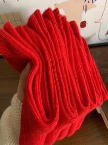 6 双厚款复古粗针织保暖内衬红色长袜，适合冬季和中国十二生肖动物出生年份 - 紅色 - 查看 4