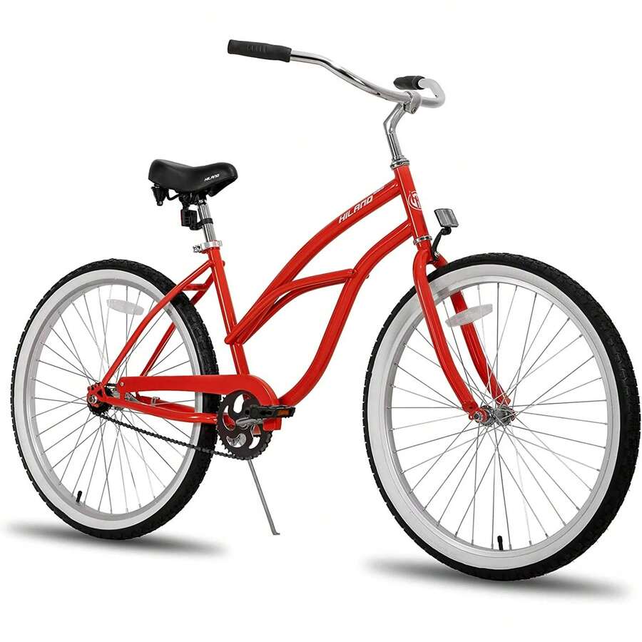 Hiland 26 Inch Women's Men's Beach Cruiser Bike Bicycle - Red - View 1