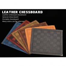 1pc Unique Sculpted Leather Chessboard With 9 Color Options & Metal Protective Corners Game Accessory - Orange - View 7
