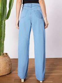 Women Jeans - 中等水洗藍 - 查看 2