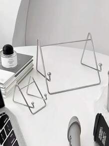 1pc Metal Mobile Phone & Tablet Stand Compatible With IPad, Desk & Bed Phone Holder, 2-In-1 Slouchy Reader Bracket For Computer - Silver - View 6