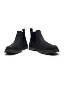 SHOESMALL Men's Retro Boots Casual Boots Chelsea Boots Slip On Boots - AMY8121-黑色 - 查看 4