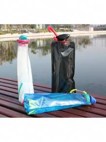 Water bag Outdoor sports folding water bag portable environmental water bottle mountaineering cycling plastic water cup - Black - View 2