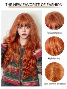 HAIRCUBE 26 英寸长假发，带刘海，酒红色和棕色，时尚长波浪假发，适合女士，合成头发，优雅休闲，耐热派对日常使用，适合女孩日常派对圣诞节特惠。 - 黃色 - 查看 8