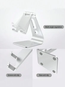 桌面單層折疊金屬支架鋁合金手機平板雲懶人架，適用於手機和平板電腦 - 銀色 - 查看 5