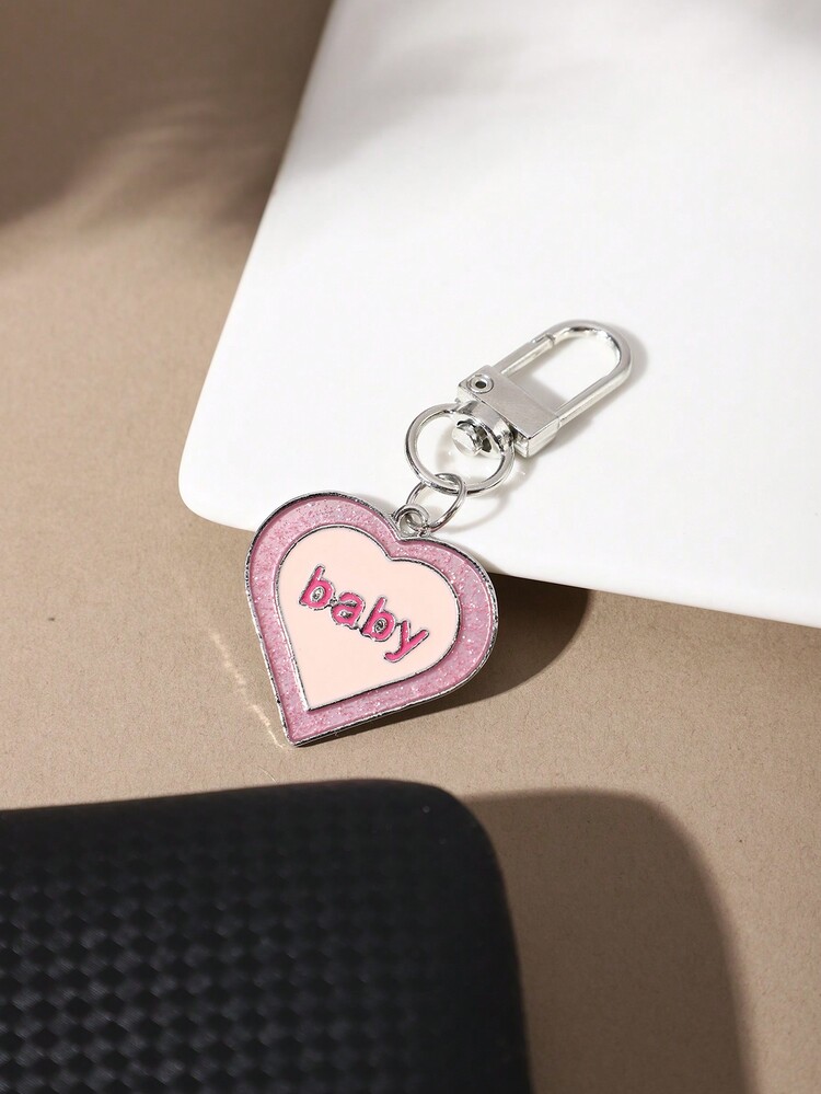 1pc Fashionable Hip Hop Alloy Baby Heart Keychain Bag Ornament Suitable For Ladies' Daily Use - Pink - View 2