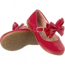 Sapatilha Feminina Infantil Boneca Sapato Menina Rasteira  Laço Grande Ponta - Vermelho - Visão 3