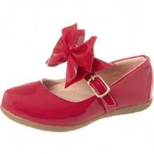 Sapatilha Feminina Infantil Boneca Sapato Menina Rasteira  Laço Grande Ponta - Vermelho - Visão 2