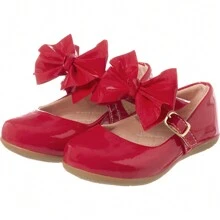 Sapatilha Feminina Infantil Boneca Sapato Menina Rasteira  Laço Grande Ponta - Vermelho - Visão 1