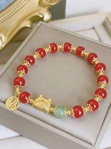 1條2024年龍年生肖手鍊,有餃子和龍的裝飾,仿綠色寶石珠子,適合女性日常佩戴或新年節日儀式 - 993- 餃子龍綠珠子款 - 查看 11