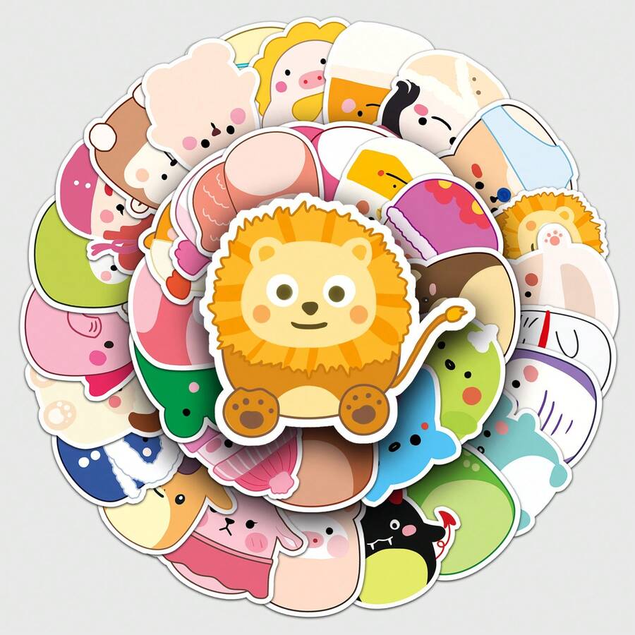 50入組娃娃圖案動漫guka貼紙,可愛時尚愛心塗鴉防水貼紙,適用於筆記型電腦、水瓶、滑板、手機等 - 彩色 - 查看 1