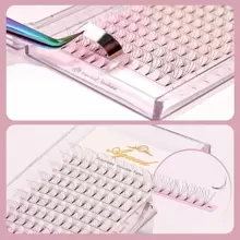 Mix8-15mm 3D 4D 5D 6D Russian Pre Made Volume Fans Premade Fans Eyelash Extensions Short Stem Premade Lash Extensions Lash Clusters, Eyelash Clusters, Individual Eyelashes, Lashes, Fake Lashes - D - View 4