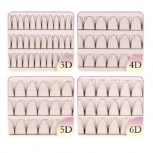 Mix8-15mm 3D 4D 5D 6D Russian Pre Made Volume Fans Premade Fans Eyelash Extensions Short Stem Premade Lash Extensions Lash Clusters, Eyelash Clusters, Individual Eyelashes, Lashes, Fake Lashes - D - View 8
