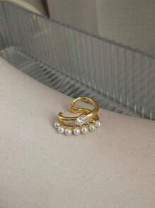 假珍珠單個夾式耳環,適用於沒有耳洞的耳朵 - 耳骨夾 - 查看 2