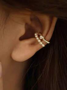 假珍珠單個夾式耳環,適用於沒有耳洞的耳朵 - 耳骨夾 - 查看 1