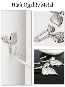 2入組金屬掛勾,明銀色葉形裝飾掛勾,用於掛窗簾、繩子等。螺絲18g。 - 亮銀 - 查看 5