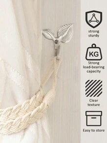 2入組金屬掛勾,明銀色葉形裝飾掛勾,用於掛窗簾、繩子等。螺絲18g。 - 亮銀 - 查看 4