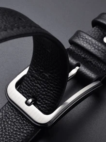 Traditional Luxury Social Men's Belt In Synthetic Leather - Black - View 2