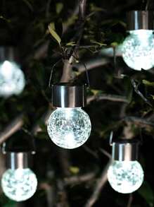 2/4/6/8pcs Solar Powered Outdoor Hanging Lights, Cracked Glass Ball Decorative Lights, Atmosphere Lights, Waterproof Solar Landscape Lights, Suitable For Daily And Holiday Decoration, Such As Backyard Lawn Garden, Garden Fence, Porch, Trees, Patio, Birthday Party, Wedding Party, Family And Friends Gathering/Entertainment Occasions (Multi-Color) - White - View 4