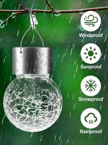 2/4/6/8pcs Solar Powered Outdoor Hanging Lights, Cracked Glass Ball Decorative Lights, Atmosphere Lights, Waterproof Solar Landscape Lights, Suitable For Daily And Holiday Decoration, Such As Backyard Lawn Garden, Garden Fence, Porch, Trees, Patio, Birthday Party, Wedding Party, Family And Friends Gathering/Entertainment Occasions (Multi-Color) - White - View 2