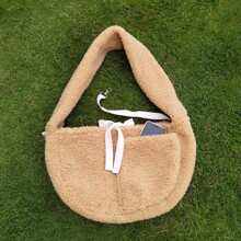 毛绒宠物背包/单肩包/斜挎包 适合猫/狗户外旅行 - 香檳色 - 查看 5