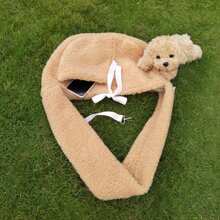 毛绒宠物背包/单肩包/斜挎包 适合猫/狗户外旅行 - 香檳色 - 查看 4