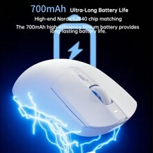 Ajazz 無線遊戲滑鼠65g超輕量級,支援4k Return Paw3395；適合中大手型,適用於辦公室、遊戲（除去4k接收器）aj139pro 4k白色 - 白色 - 查看 6