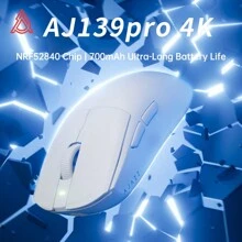 Ajazz 無線遊戲滑鼠65g超輕量級,支援4k Return Paw3395；適合中大手型,適用於辦公室、遊戲（除去4k接收器）aj139pro 4k白色 - 白色 - 查看 2