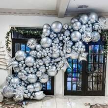 50PCS Silver Chrome Metallic Balloons 5 inch Helium Balloons Thick Latex Silver Arch  for Birthday Party Decorations Baby Shower Bridal Shower Wedding Engagement Anniversary Christmas Festival - Silver - View 3