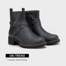 Women's 9682 Ankle Boots Flat Boots Buckle Short Booties For Women - Xám - Xem 3