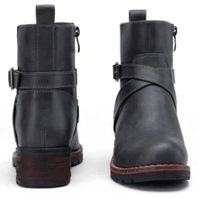 Women's 9682 Ankle Boots Flat Boots Buckle Short Booties For Women - Xám - Xem 7