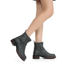 Women's 9682 Ankle Boots Flat Boots Buckle Short Booties For Women - Xám - Xem 6