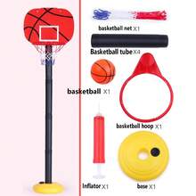 兒童卡通籃球機架套裝,男女寶寶射球框幼稚園球玩具,室內/室外可調節籃球框,適用於兒童生日禮物,聖誕禮物和新年禮物 - 紅色 - 查看 2