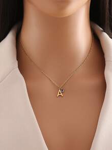 1入不鏽鋼字母眼吊墜,適合女性日常佩戴 - 金色 - 查看 6