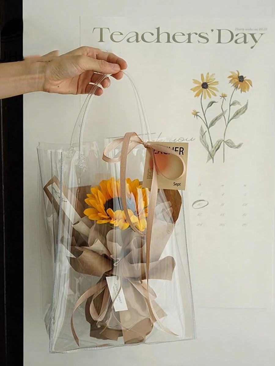 1 Pieza Bolsa Transparente De Plástico Para Flores - transparente - Ver 1