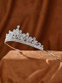 1pc Heavy-Duty Gorgeous Gold Crown Headband Hair Accessory Embellished With Rhinestones For Brides, Weddings, Parties, Birthdays And Fashion Styles - Multicolor - View 5