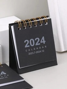 1pc Mini 2024 Desk Calendar, Portable And Simple Design, Small But Delicate, Ideal For Desktop - Black - View 8