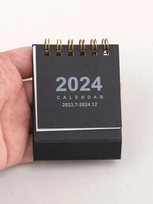 1pc Mini 2024 Desk Calendar, Portable And Simple Design, Small But Delicate, Ideal For Desktop - Black - View 9