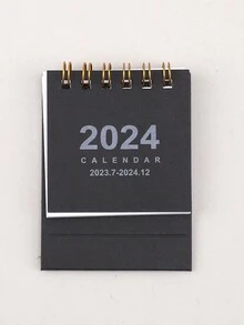 1pc Mini 2024 Desk Calendar, Portable And Simple Design, Small But Delicate, Ideal For Desktop - Black - View 7