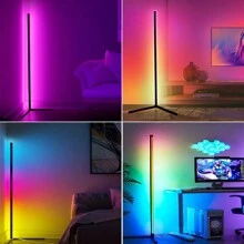 1pc Led Corner Floor Lamp With Smart Rgbic Light, Music Sync, Modern Mood Standing Lamp With 16 Million Colors, App & Remote Control, Diy Mode And Timer For Living Room/playroom Decor - Black and White - View 4